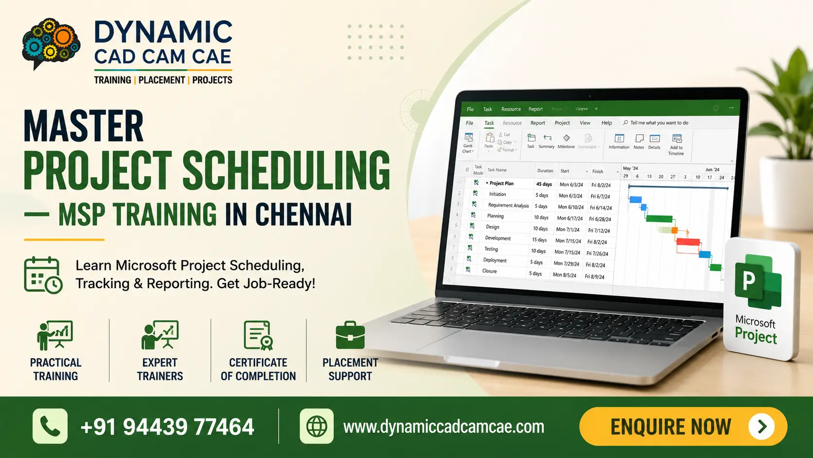 master project scheduling msp training in chennai